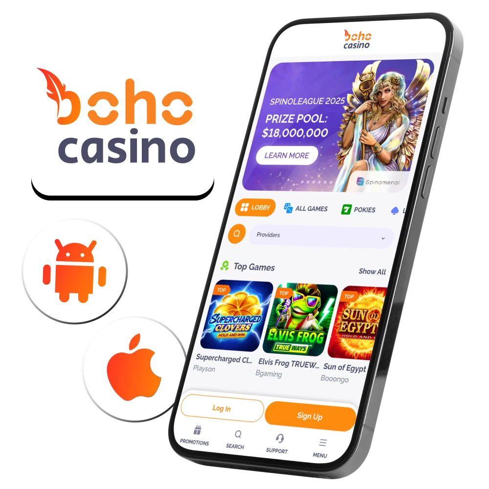 Boho online casino offers its players a mobile app for a more comfortable gaming experience.